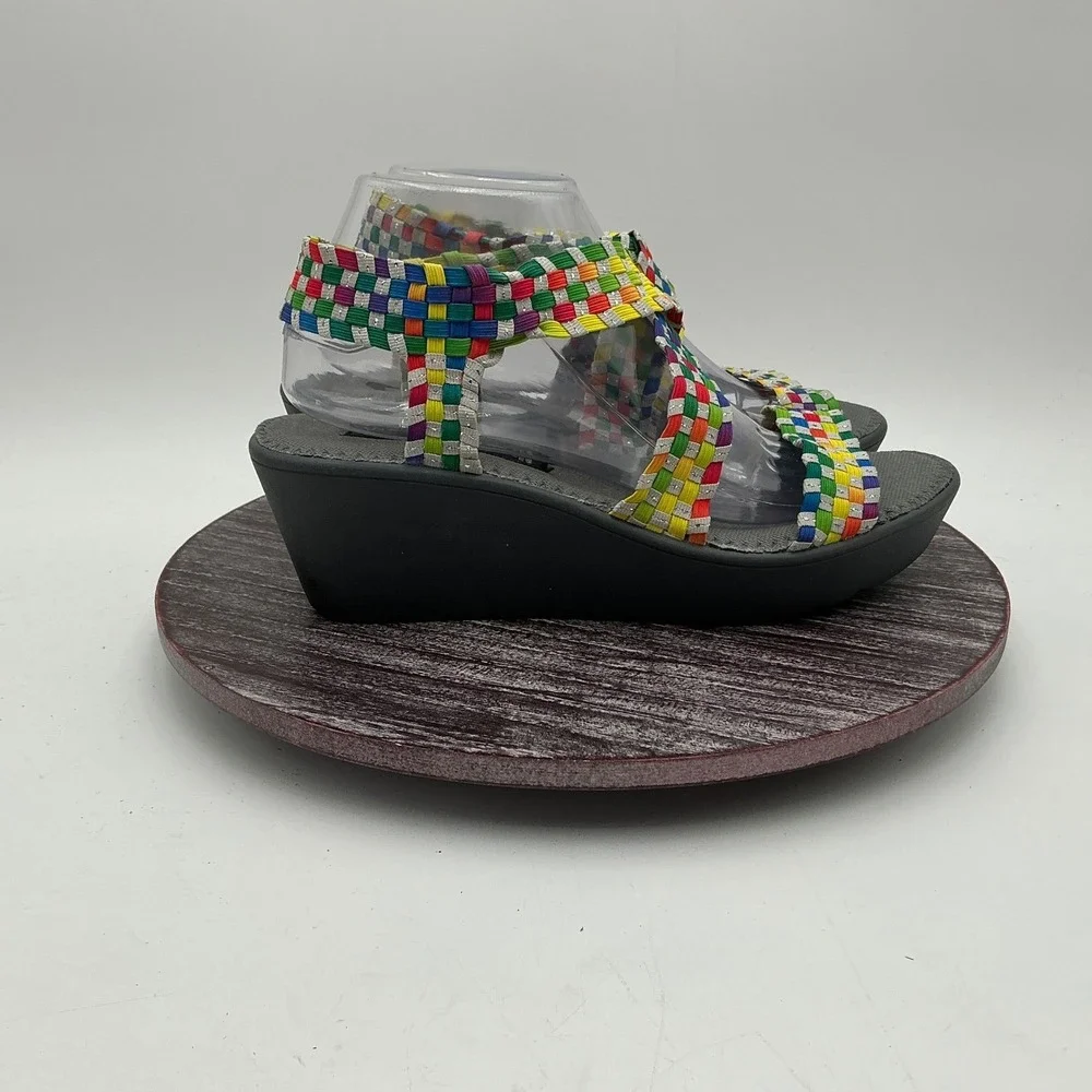 Steven‎ by Steve Madden Sandals Womens 9.5 Bingoo Rainbow Woven Wedge Platform
